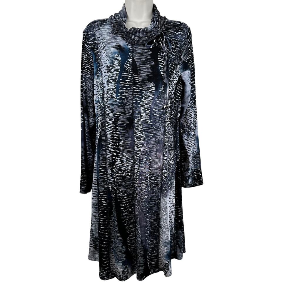 NEW Coco + Carmen Sweater Dress Long Sleeve Lined Space Die Black Gray S/M